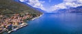 Lake Lago di Garda, Italy, aerial view of Castelletto village