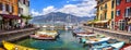 Lake Lago di Garda, Italy. colorful traditional fishing village