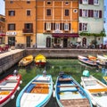 Lake Lago di Garda, Italy. colorful traditional fishing village