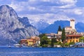 Lake Lago di Garda, view of Malcesine village Royalty Free Stock Photo