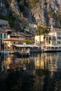 Lake - lago - Garda, Italy. Town of Limone del Garda, lakeside resort