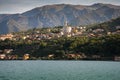 Lake lago Iseo, Italy. Siviano harbour on Monte Isola