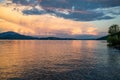 Lake - Lago Maggiore, Italy: Sunset light seen from Isola dei Pescatori Royalty Free Stock Photo