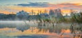 lake landscape of early sunrise colorful morning Royalty Free Stock Photo