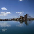 Lake landscape at historical Takht-e Soleyman, Iran