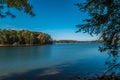 Lake Lanier Georgia shoreline in autumn Royalty Free Stock Photo