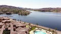 Lake Las Vegas. Aerial View of Condomium Buildings by Water Reservoir in Nevada