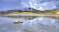 Limpiopungo lake on a foggy day