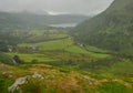 Lake Llyn Gwynant in Wales in a rainy day