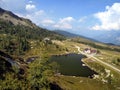 Lake and Lodge Predalago in the summer, a charming place near Ma Royalty Free Stock Photo