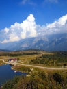 Lake and Lodge Predalago in the summer, a charming place near Ma Royalty Free Stock Photo