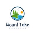 Lake logo design template. Mount Lake vector illustration. Badge design