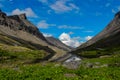 Lake Long in sunny weather. Khibiny. Beautiful view Royalty Free Stock Photo