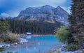 Lake Louis boat house in Banff national park. Royalty Free Stock Photo