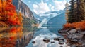 Lake Louise Alberta among the mountains.