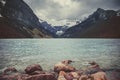 Lake Louise, Banff National Park, Alberta, Canada. Rocky Mountain. landscape panorama - forest, scenic blue lake. Royalty Free Stock Photo