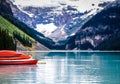 Lake Louise in Banff National Park in the Rocky Mountains of Alb Royalty Free Stock Photo