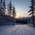 Lake Louise Banff Nationalpark in winter snow made with Generative AI