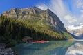 Lake Louise and Canadian Rocky Mountains in Morning Light, Banff National Park, Alberta, Canada Royalty Free Stock Photo