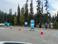 The Lake Louise parking lot in Banff National Park in Canada