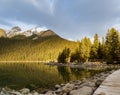 Lake Louise with pine forest in the Banff National Park, Alberta, Canada Royalty Free Stock Photo