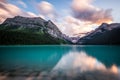 Lake Louise at sunset in Banff National Park, Canada Royalty Free Stock Photo