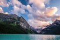 Lake Louise at sunset in Banff National Park, Canada Royalty Free Stock Photo