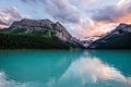 Lake Louise at sunset in Banff National Park, Canada Royalty Free Stock Photo