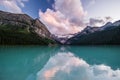 Lake Louise at sunset in Banff National Park, Canada Royalty Free Stock Photo