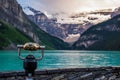 Lake Louise at sunset in Banff National Park, Canada Royalty Free Stock Photo