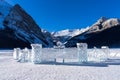 Lake Louise winter festival ice carving and ice skating rink. Banff National Park