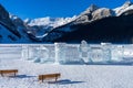 Lake Louise winter festival ice carving and ice skating rink. Banff National Park