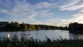 The Lake in Louvain La Neuve in a sunny day with blue sky Royalty Free Stock Photo