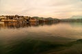 Lake Lucerne and Lucerne city seen from a passenger boat