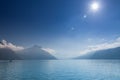 Lake Lucerne and Swiss mountains in Brunnen, Switzerland