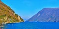 Lake Lugano panorama, Gandria Olive Path, Switzerland Royalty Free Stock Photo