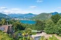 Lake Lugano seen from above the town of Ponte Tresa, Italy Royalty Free Stock Photo