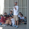 Children preparing racing dinghies at championships. April 18