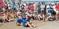 Children preparing racing dinghies at championships. April 18