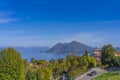 Lake Maggiore, landscape over the lake. background the Alps Royalty Free Stock Photo