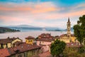 Lake Maggiore, Laveno, Italy. Picturesque sunrise over the lake Maggiore Royalty Free Stock Photo