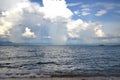 Lake Malawi with a rainbow and clouds landscape Royalty Free Stock Photo