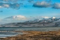 Lake Manasarovar also known as Mapam Yumtso with Himalayas in background, Royalty Free Stock Photo