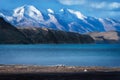 Lake Manasarovar also known as Mapam Yumtso with Himalayas in background, Royalty Free Stock Photo