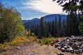 Lake Mary Martha and Catherine hiking trail views to Sunset Peak on the Great Western Trail by Brighton, fall autumn colors. Rocky Royalty Free Stock Photo