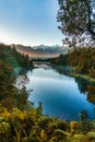 Lake Matheson captured at sunrise on a still calm early morning Royalty Free Stock Photo