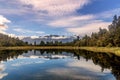 Lake Matheson with mountains reflection in the water, New Zealand Royalty Free Stock Photo