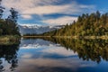 Lake Matheson with mountains reflection in the water, New Zealand Royalty Free Stock Photo