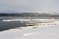 Lake in McCall Idaho winter boat docs