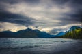 Lake McDonald on a cloudy day. Royalty Free Stock Photo